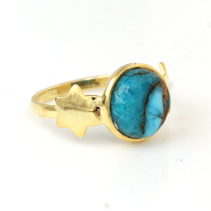 แหวนเทอร์ควอยซ์ทองแดงสีฟ้าธรรมชาติขนาด10มม. มีสไตล์ที่เป็นเอกลักษณ์925สเตอร์ลิงเครื่องประดับชั้นดีสำหรับผู้หญิงครบรอบ - Product Image 2