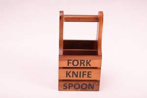 Modern Wooden Handmade Durable <b>Cutlery</b> Holder Handle Labeled Fork Knife Spoon Multi Compartment Table Organizer for Dining - Product Image 2