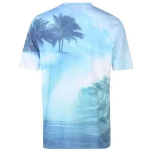 Tamaño de EE. UU. Impresión de transferencia de calor personalizada Algodón/Fibra de bambú Fabricante de Pakistán Camiseta de manga corta con cuello redondo para hombre - Product Image 2