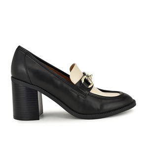 2025 zapatos de tacones altos de trabajo individuales de moda para mujer, venta al por mayor, cómodos tacones gruesos puntiagudos con cadena dorada - Product Image 4