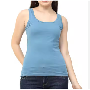 Camisetas sin mangas informales de alta calidad para mujer, venta al por mayor, camisas sólidas en blanco con espalda de corredor, camisetas cortas de punto sin mangas para mujer - Product Image 1