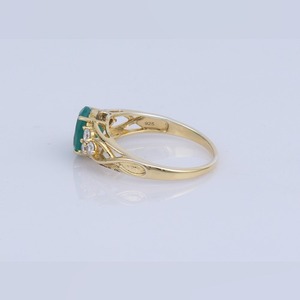 Elegante anillo hecho a mano vintage inspirado declaración ónix verde y circón blanco con joyería chapada en oro para ocasiones especiales - Product Image 3