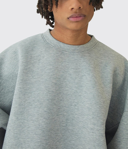 Venta al por mayor por encargo de talla grande de cuello redondo pulóver peso pesado básico sudadera personalizado bordado Logo sudaderas con capucha y sudadera - Product Image 3