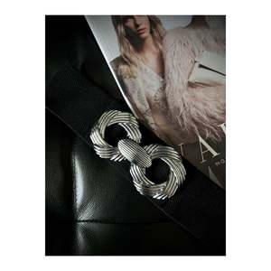Ceinture élastique pour femme avec boucle argentée, ceinture pour veste, ceinture pour chemise, ceinture pour robe - Noir-Argent - Product Image 3