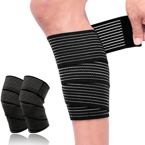 Wholesale Cotton Knee Support Bandage <b>White</b> with Red Stripes Breathable Pull-On Protection Unisex All Seasons - Product Image 6