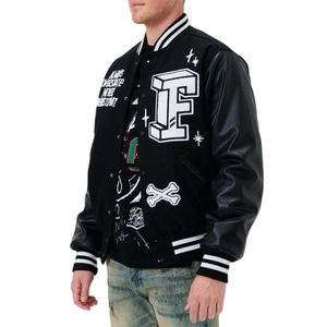 Veste Letterman personnalisée OEM pour hommes avec des manches en cuir brodé de chenille de haute qualité Varsity Baseball Bomber pour l'hiver - Product Image 5