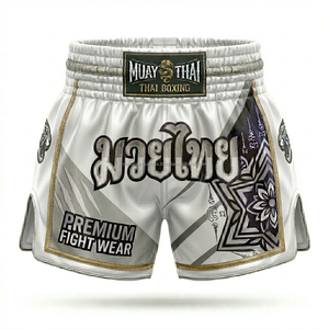 Shorts de Muay Thai personnalisés OEM, en tissu satiné, shorts de boxe, équipement de combat MMA, fournisseur en gros, shorts de Muay Thai brodés - Product Image 1