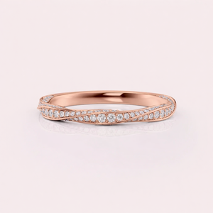 แหวนทองคำขาว 9K ประดับเพชรทรงกลมเพาะเลี้ยงในห้องปฏิบัติการ พร้อมใบรับรอง IGI ชุบโรเดียม ดีไซน์ลายคลื่นแบบชาติพันธุ์ - Product Image 2