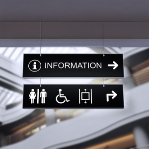 Rectangular Hanging Directional <b>Sign</b> Blue Painted Aluminum LED Static Text Display for Mall Parking ATM Centre Wayfinding - Product Image 2