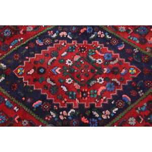 3.9x6.2 ft Vintage Rug, <b>Red</b> Animal Print Turkish <b>Wool</b> Rug - Product Image 3