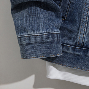 Veste en jean à manches longues pour l'automne, couleur unie, polyvalente, veste pour jeunes, haut, veste en jean pour hommes, style streetwear, décontractée, cardigan ample - Product Image 3