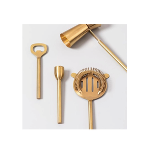 Juego de herramientas de barra de cóctel de oro de lujo con soporte de madera Kit de barman duradero elegante incluye Jigger Opener Tong Stirrer Mixing Tool - Product Image 6