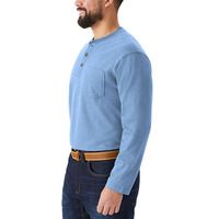 Chemise de sport à manches longues Henley pour homme, coupe classique, personnalisable avec logo, 100% coton tricoté
