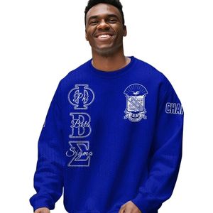 Phi Beta Sigma Sigma Beta 1914 hiver respirant devant pull en tricot acrylique Chenille lettres grecques fraternité bleu blanc vêtements - Product Image 5