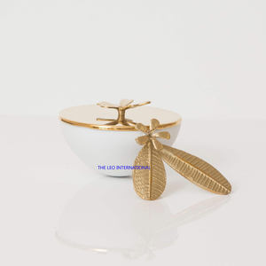 Leaf Brass Metal Golden Color White Burner Mabkhara Incense Charcoal <b>Oud</b> <b>Bakhoor</b> Home Hotel Fragrance - Product Image 1