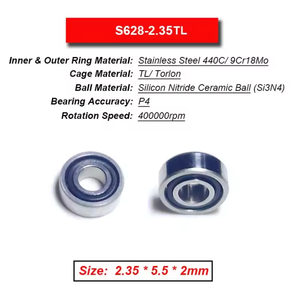 Hoogwaardige, stille Russische tandheelkundige handstukken S628-2.35TL S628-3TL, miniatuur, roestvrij staal, hybride keramische kogelconstructie - Product Image 1