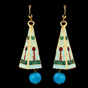Pendientes Jhumki para Mujer - Dorados - Azul Real - Product Image 1