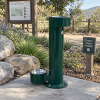 Fontaine à eau pour humains et chiens avec deux sorties réglables en hauteur et gamelle pour animaux, idéale pour les parcs canins, les projets résidentiels et les espaces publics