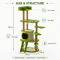 Arbre à chat multi-niveaux avec condo fermé, poteaux à gratter en sisal, échelle, jouet rotatif, grand structure d'escalade pour chats d'intérieur