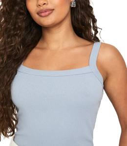 Lo último en Top corto sin mangas con cuello cuadrado para mujer 2025, camiseta sin mangas Sexy de alta calidad para mujer, camiseta informal ajustada de Color sólido personalizada - Product Image 4