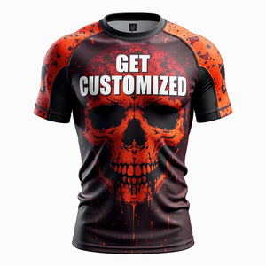 MMA personalizado Rash Guard patrones sublimados compresión ajuste estiramiento secado rápido transpirable ambos estilos de manga Kimono De Jiu - Product Image 6