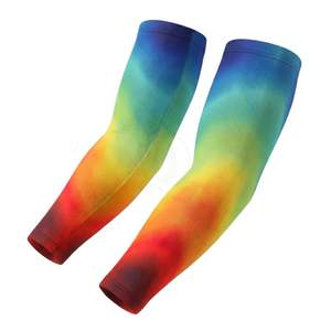 Mangas de Compresión Deportivas con Estampado Espacial de Galaxia Cósmica en Morado y Naranja, Protección UV, Seda de Hielo Refrescante para Todos los Deportes - Product Image 2