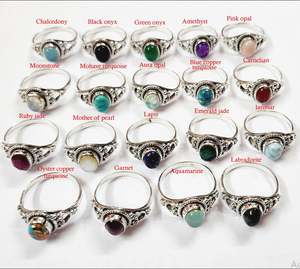 Lote de Anillos de Piedras Preciosas Variadas en Plata de Ley 925, Anillos de Diferentes Formas, Accesorios de Mano, Joyería Vintage para Mujer - Product Image 1