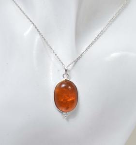 จี้อำพันทรงรีจี้925อัญมณีเงินสเตอร์ลิงจี้อำพันแท้ของขวัญอำพันธรรมชาติสำหรับวันอีสเตอร์ - Product Image 2