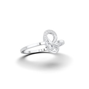 0.04 Carat E-F/VVS-VS Moissanite Diamant Coupe Ronde Prong Set Bague Fantaisie/Moderne Fabriquée en Platine Pour Elle - Product Image 3