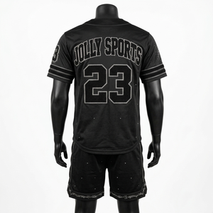 Ensemble short de baseball pour homme en polyester respirant, maille filetée, avec panneaux contrastants et logo personnalisé par sublimation. - Product Image 5