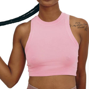 Camiseta sin mangas corta de algodón y poliéster para mujer, camiseta sin mangas corta de secado rápido al mejor precio para mujer a la venta - Product Image 1