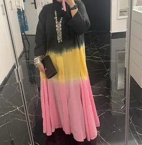Vestido de manga longa Abaya para mulheres moda muçulmana Dubai vestidos elegantes de noite com pedras turcas