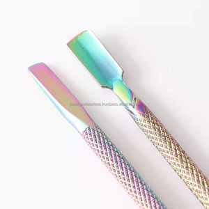 Pousse-cuticules professionnel en acier inoxydable arc-en-ciel à double extrémité réutilisable, éliminateur de peaux mortes, outil de manucure et pédicure pour le soin des ongles - Product Image 5