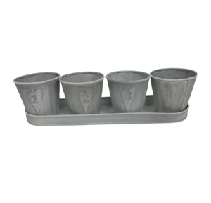 Nouveau plateau ovale en fer décoratif avec 4 pot de bougie en pierre de fumée votive ronde pour le salon et la décoration de noël à la main - Product Image 1