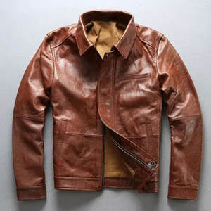 แจ็คเก็ตหนังแท้สั่งทำสำหรับขายส่ง ผ้าหนังวัวแท้ แจ็คเก็ตแฟชั่นผู้ชาย แจ็คเก็ตหนังแท้ทำมือระดับพรีเมียมสำหรับผู้ชาย - Product Image 1