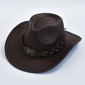 Sombreros de vaquero occidentales para hombre y mujer, sombreros de vaquera de cuero genuino Vintage para caballero, sombreros de Jazz para hombre hechos a medida - Product Image 1