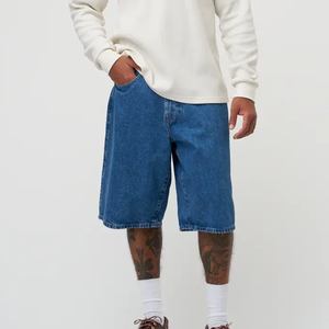 Men's Modern Fit Jorts Casual Straight Jeans Style <b>Light</b> Washed Breathable Denim Solid Color Great for <b>Lounge</b> Outdoor Use Mid - Product Image 3