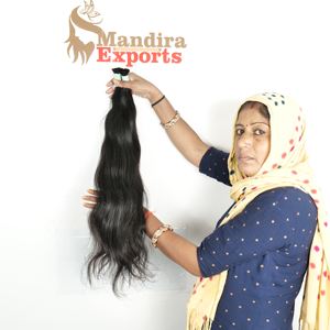 100% Cuticule Brute Alignée Vierge Indien Temple Extensions De Cheveux Humains Couleur Noire En Vrac Dentelle Tissage Lâche Profonde Super Vague Style - Product Image 2