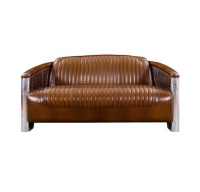 Mobilier classique de luxe Canapé 2 places aviateur pilote en cuir PU au design moderne Canapé Love Seat vintage marron vieilli