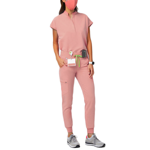 ชุดยูนิฟอร์มและชุดพยาบาลสำหรับห้องแล็บกางเกงเสื้อคอวีขัดผิวนุ่มระบายอากาศได้ดีชุดเครื่องแบบโรงพยาบาลแห้งเร็ว - Product Image 5