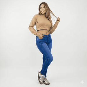 Pantaloni in Denim Skinny Bicolore Blu con Effetto Sbiadito e Vestibilità Comoda con Stretch S102 - Product Image 5