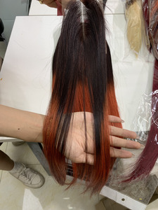 Tendance chaude vietnamienne Ombre Orange 22 "Extensions de cheveux de couleur sans enchevêtrement sans perte avec fermeture de paquets de prix de gros - Product Image 2