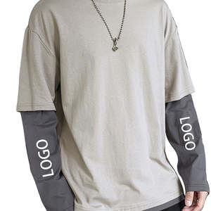 100% tela de lona de algodón High Street estilo Retro Regular Fit manga corta logotipo personalizado Vintage camisetas de secado rápido para hombres - Product Image 1