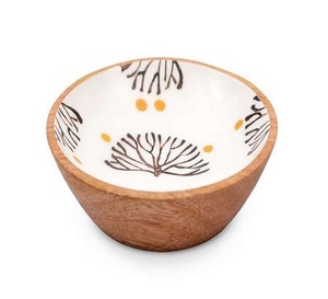 Falak World Export bols de service en bois naturel graphique imprimé émail Design anneaux de serviette en résine pour manger et stocker les fruits - Product Image 5