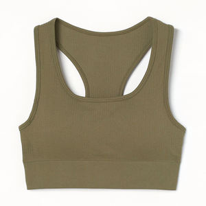 เสื้อชั้นในกีฬาแบบมีโครงสำหรับผู้หญิง ยี่ห้อ Ronpex International รุ่น Racerback ระดับการซัพพอร์ตปานกลาง สีพื้น สำหรับโยคะ ดีไซน์ไร้ตะเข็บ ผลิตจากผ้าสแปนเด็กซ์/โพลีเอสเตอร์ - Product Image 1