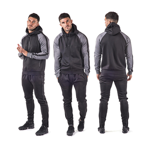 ชุดวอร์มแบบมีซิป2ชิ้นสำหรับเล่นกีฬาสวมใส่สบายมีแถบข้างออกแบบโลโก้ได้ตามต้องการ - Product Image 3