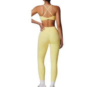 Bra and <b>Shorts</b> Set Halter <b>Tight</b> Fitting <b>Short</b> Top Casual Fitness Trousers Accept OEM Service Gym Clothing Active Wear Yoga - Product Image 3