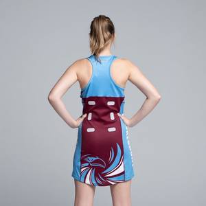 Tenue d'équipe de netball personnalisée pour femmes, uniforme imprimé par sublimation, vêtements de sport respirants, séchage rapide, tissu 220g Spandex/Polyester OEM - Product Image 2