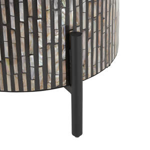 Mesa de Centro Moderna de Alta Calidad en Negro y Gris con Base de Metal y Superficie de Nácar para Uso en Hogar y Hotel - Product Image 5