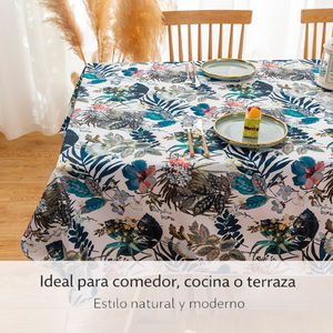 ผ้าปูโต๊ะทรงสี่เหลี่ยมผืนผ้าลายดอกไม้สไตล์ชนบท ผลิตจากโพลีเอสเตอร์ 100% กันน้ำ ซักได้ ใช้ซ้ำได้ เหมาะสำหรับใช้ในบ้าน ห้องครัว และห้องรับประทานอาหาร - Product Image 6